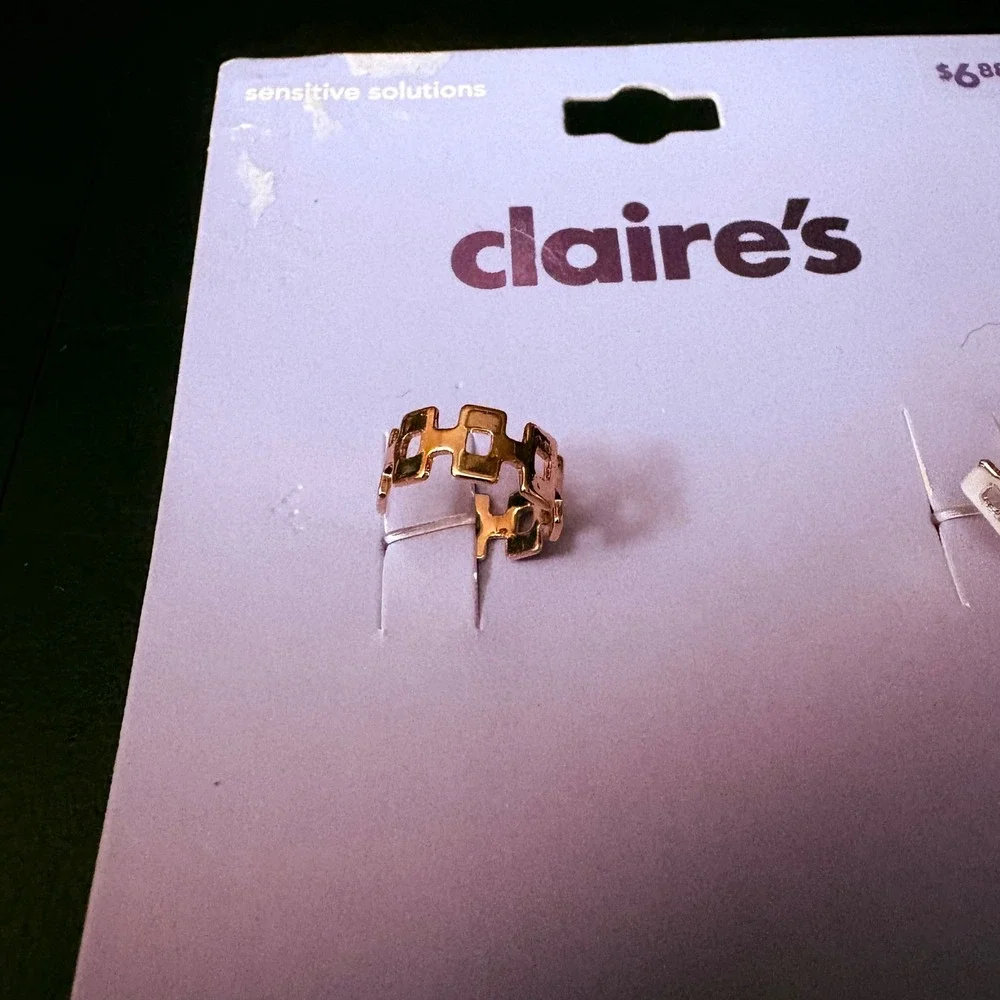 NWT Claire's Geometric Ear Cuffs Sensitive Solutions Silver‎ Bronze Tone